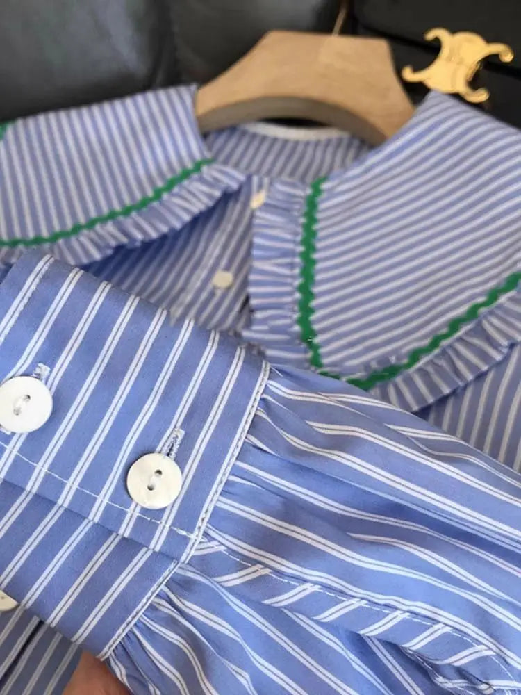 MADISON STRIPED OVERSIZED COLLAR SHIRT