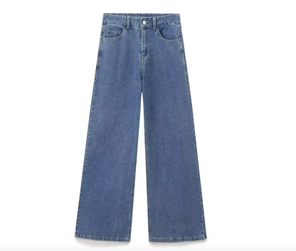 Perfectly Straight High Waist Wide-leg Jeans