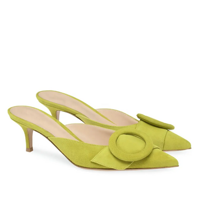 VINTAGE DETAIL COVERED MULE HEELS