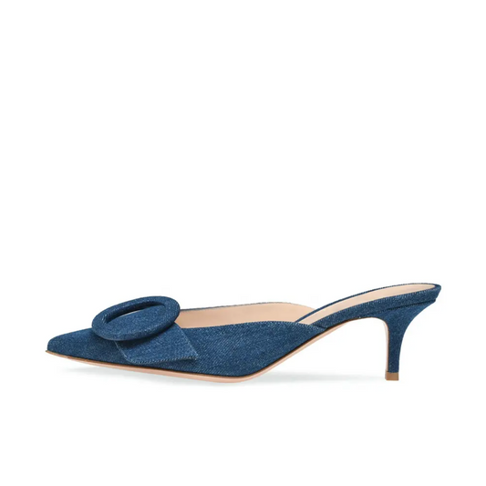 VINTAGE DETAIL COVERED MULE HEELS