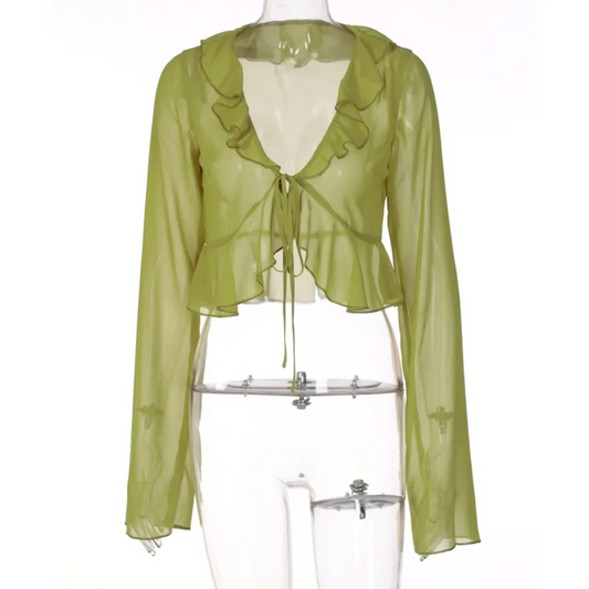 RUFFLE BELL SLEEVE TOP