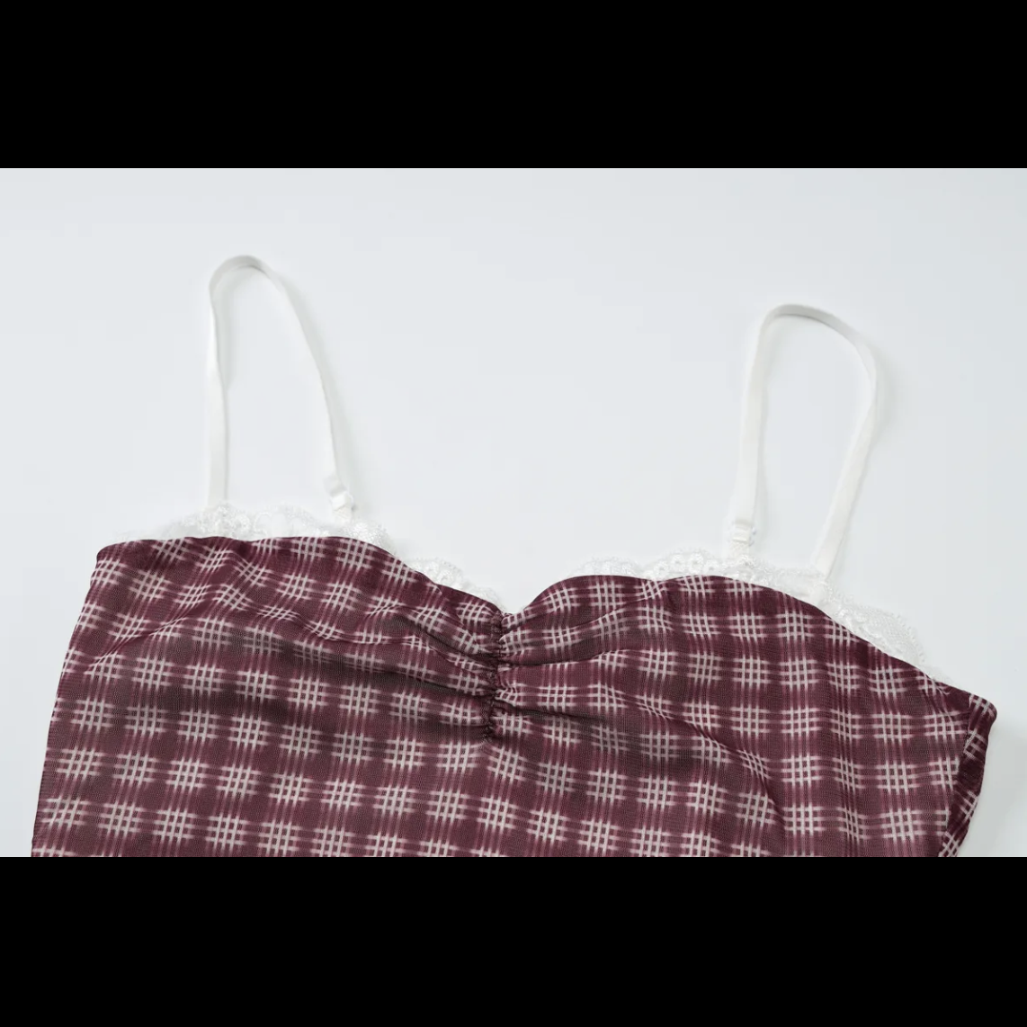 BURGUNDY CHECKERED SLEEVELESS TOP