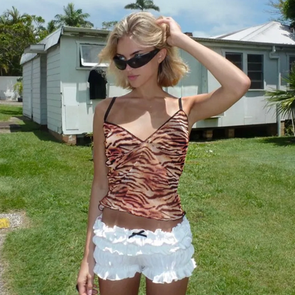 TIGER PRINT SLEEVELESS TOP