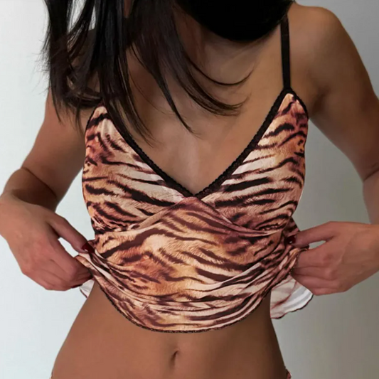 TIGER PRINT SLEEVELESS TOP