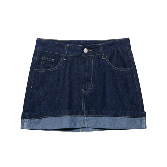 Denim skirt on a white background