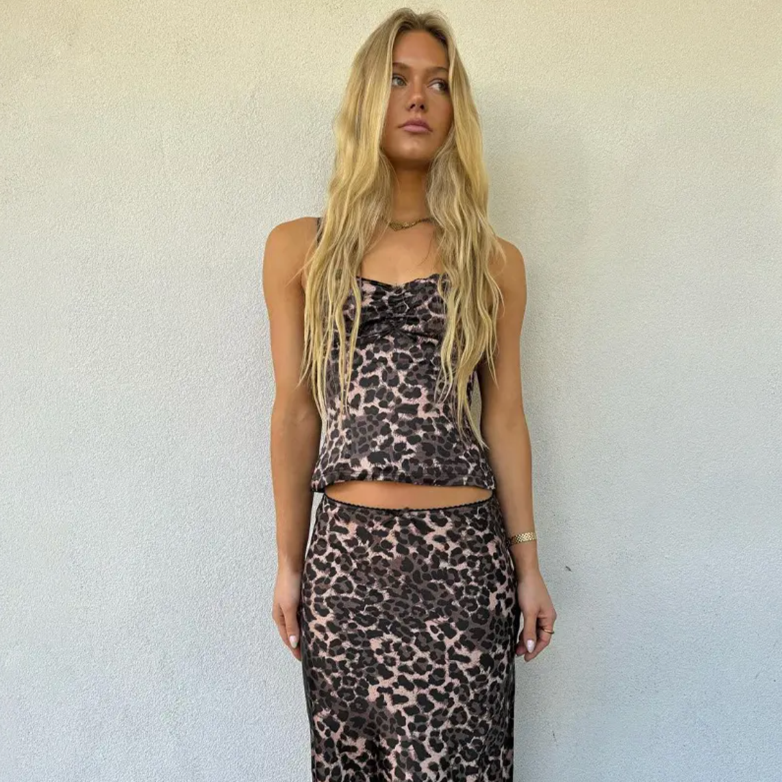 LEOPARD PRINT SLEEVELESS TOP & SKIRT CO-ORD