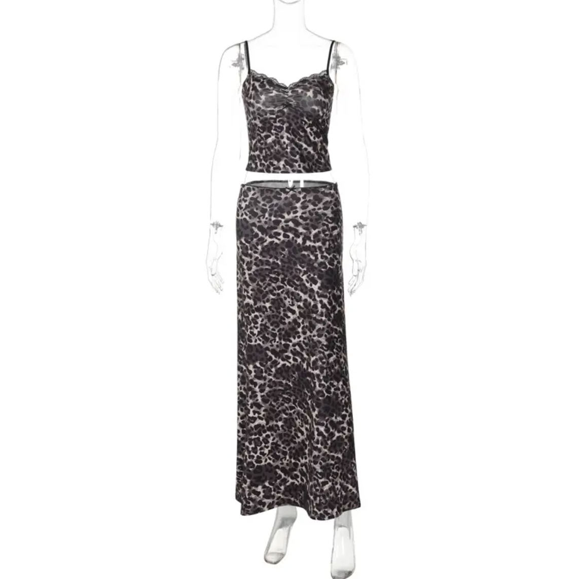 LEOPARD PRINT SLEEVELESS TOP & SKIRT CO-ORD