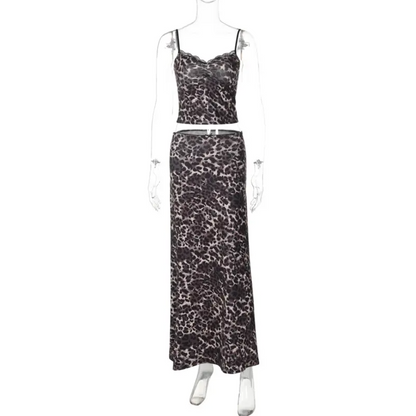 LEOPARD PRINT SLEEVELESS TOP & SKIRT CO-ORD