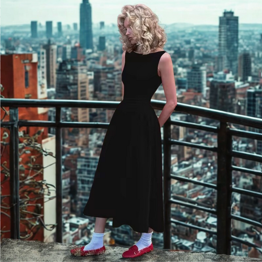 BOAT NECK A-LINE DRESS