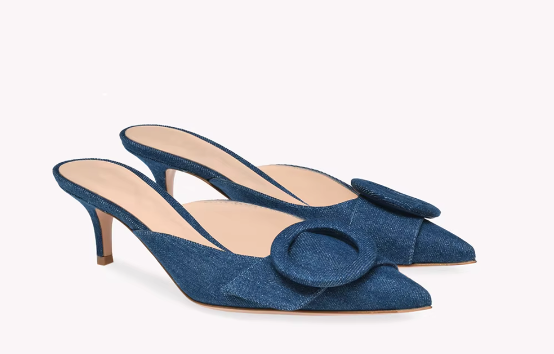 VINTAGE DETAIL COVERED MULE HEELS