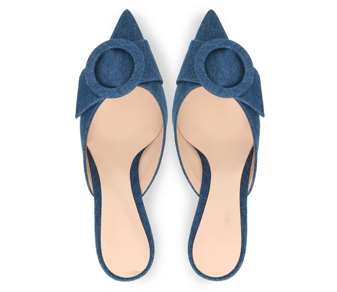 VINTAGE DETAIL COVERED MULE HEELS