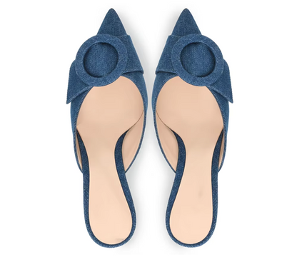 VINTAGE DETAIL COVERED MULE HEELS