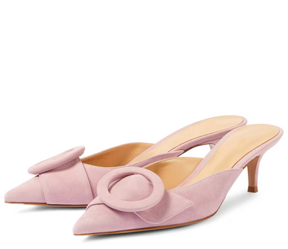 VINTAGE DETAIL COVERED MULE HEELS
