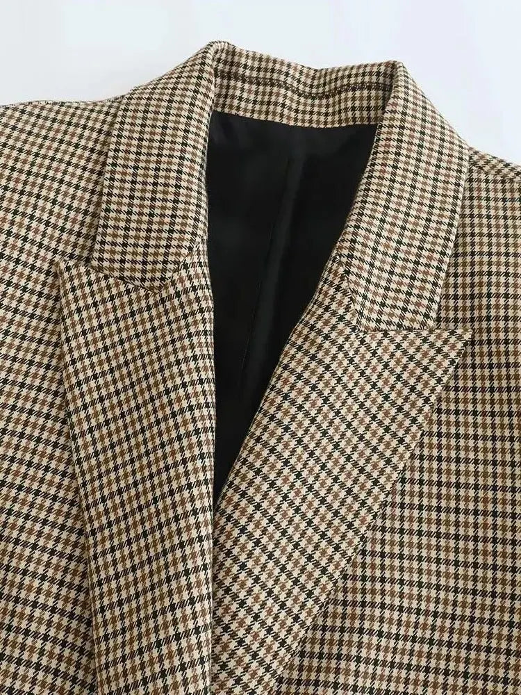 DOUBLE-BREASTED HOUNDSTOOTH BLAZER