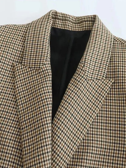 DOUBLE-BREASTED HOUNDSTOOTH BLAZER