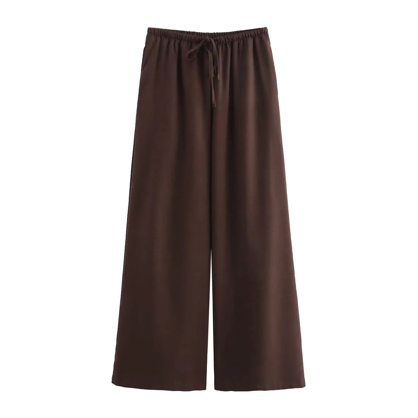 Brown wide-leg pants on a white background