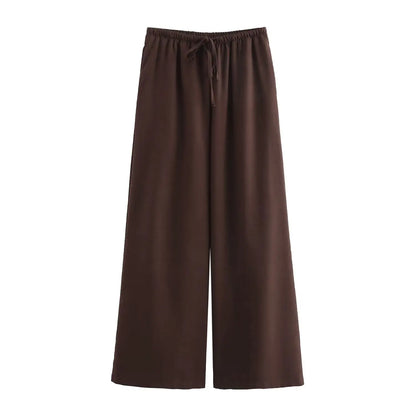 Brown wide-leg pants on a white background