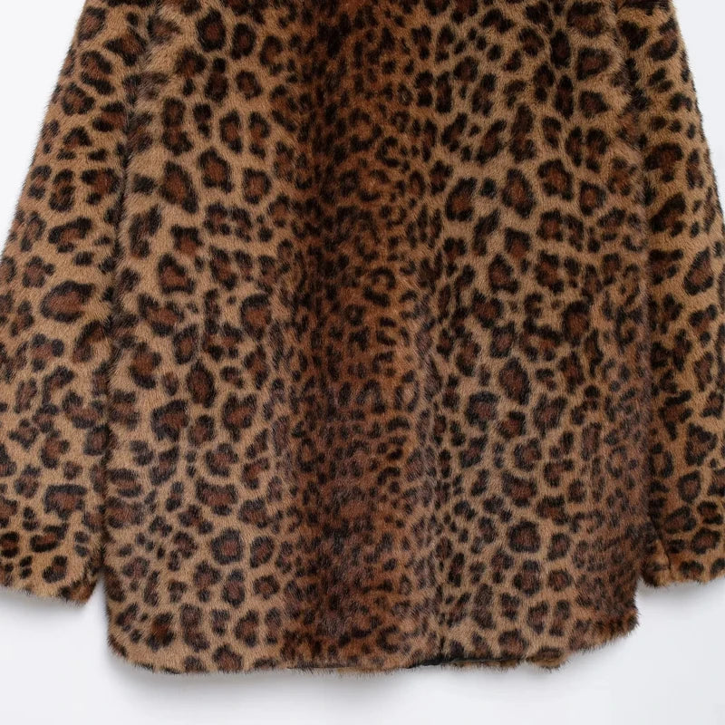 LEOPARD BROWN FAUX FUR COAT